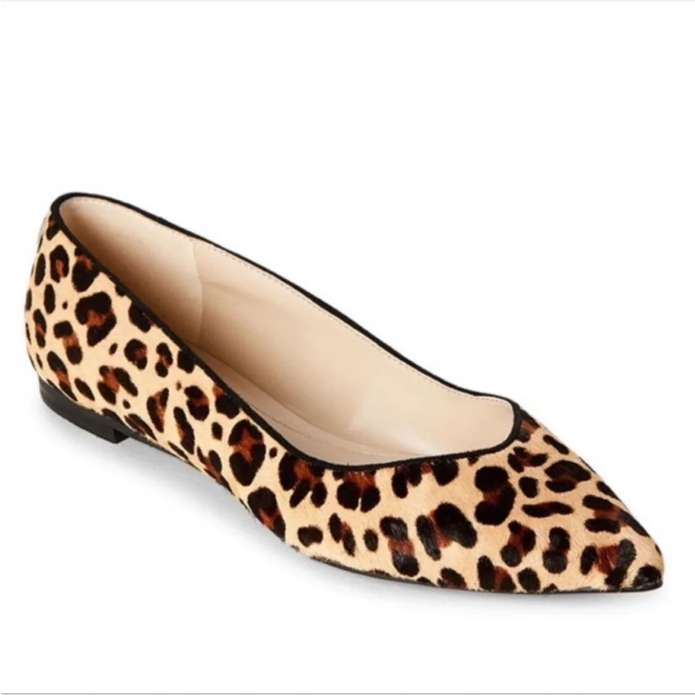 Marc Fisher Brown and Black Cow Fur Flats Sleek Pointed-Toe Loafers Size 7.5 EUC - Picture 1 of 11